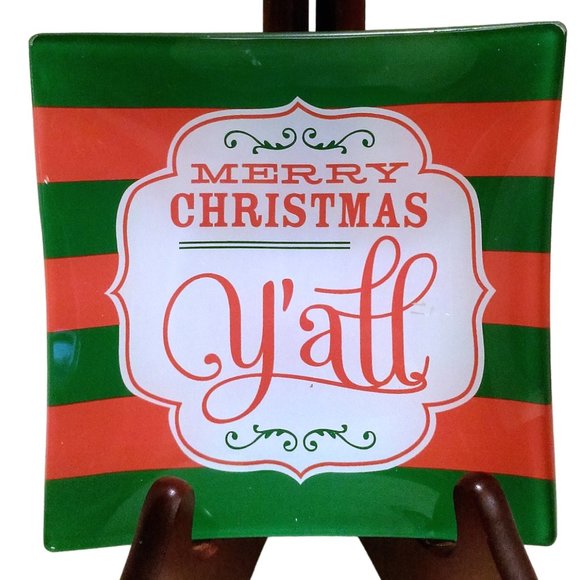 Christmas Glass Appetizer Tray,  Set of 4 Snack Plates, Glass Dessert Plates - Picture 9 of 10